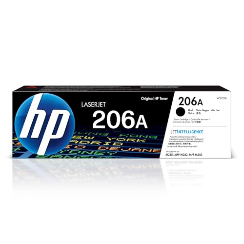 HP 206A Black Toner Cartridge | Works with HP Color LaserJet Pro M255, HP Color LaserJet Pro MFP M282, M283 Series | W2110A , 1 Count ( Pack of 1)