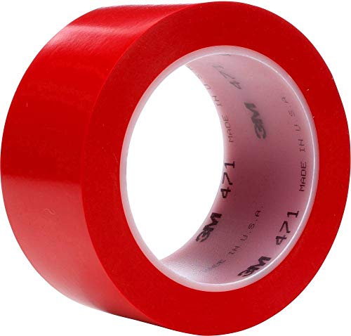 3M T967471R 471 Vinyl Tape, 5.2 mil, 36 yd. Length x 2" Width, Red