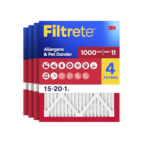 3M Filtrete 15x20x1 Air Filter MERV 11, 4-Pack