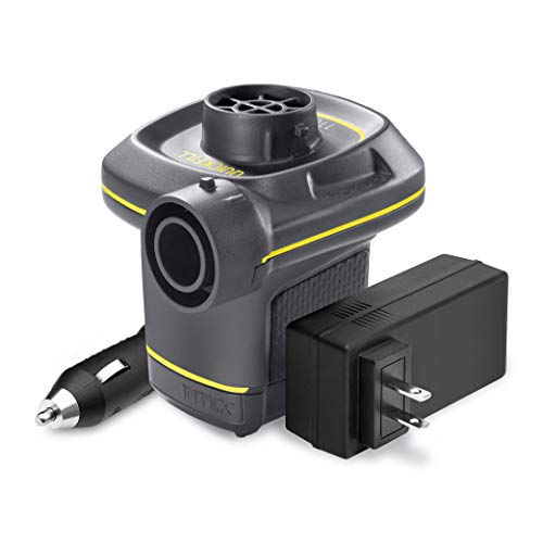 INTEX 66633E QuickFill 120 Volt AC/DC Electric Pump: Inflates and Deflates Air Mattresses, Kayaks, Boats – Includes 3 Nozzles – Sleek and Compact Design – 480 L/Min Air Flow – Indoor and Outdoor Use