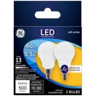 GE 24949 Soft White LED Bulbs 2-Pack 5.5W