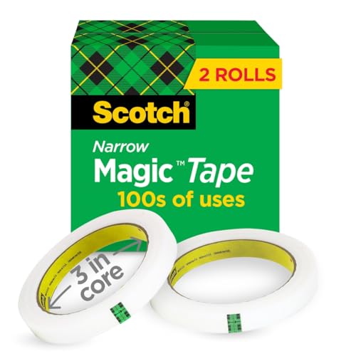 3M Scotch Magic Tape 810-2P1, 2 Rolls, 1/2 in x 2592 in