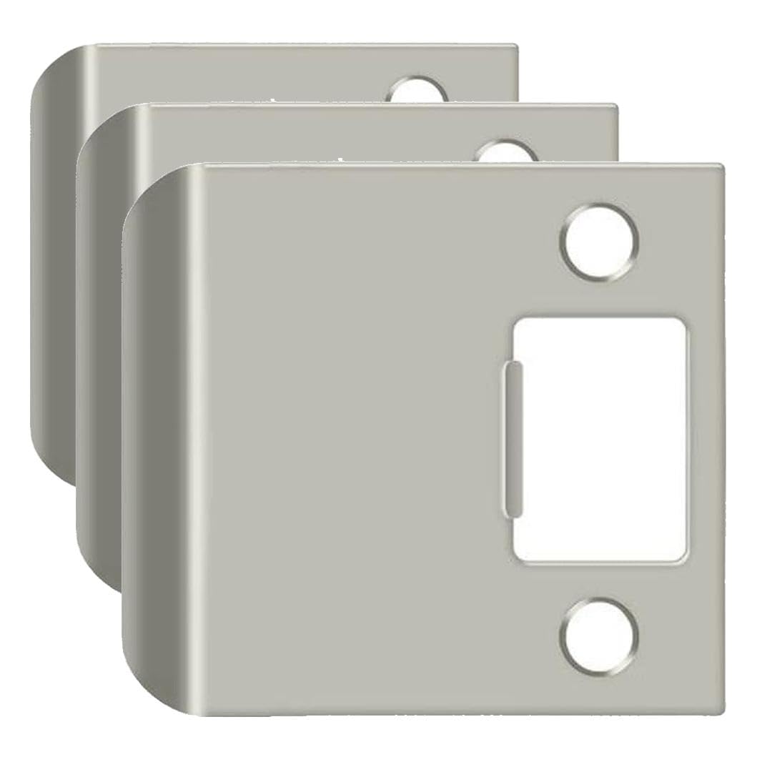 Deltana SPE250U15 Extended Lip Strike Plate 2-1/2" x 2-1/4" Satin Nickel (3-Pack)