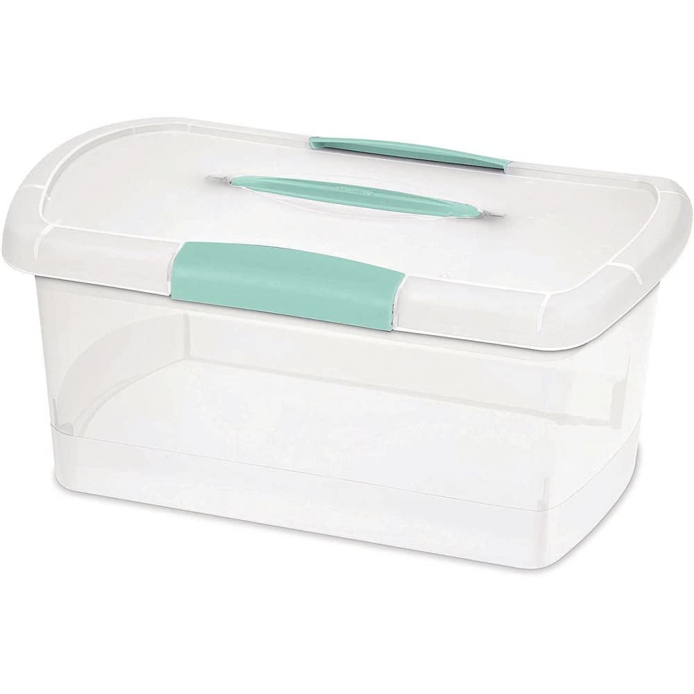 Sterilite 18748606 Box Showoffs Med Nesting Clear, Aquariem Blue