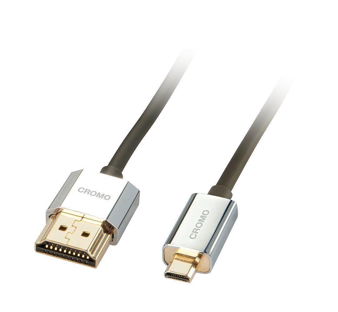 Lindy 0.5m CROMO LINE HDMI 2.0 Type-A to Type-D Ultra Thin Cable (Model Number: 41680)