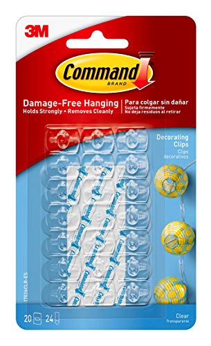 Command Small Decorating Clips, Clear, 20-Clips/Pack, 6-Packs, Decorate Damage-Free