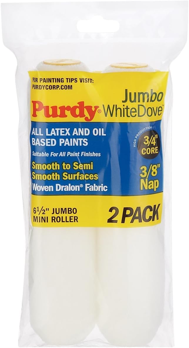 Purdy14G626012 Jumbo Mini White Dove Roller Replacement, 2-Pack, 6-1/2 inch x 3/8 inch nap