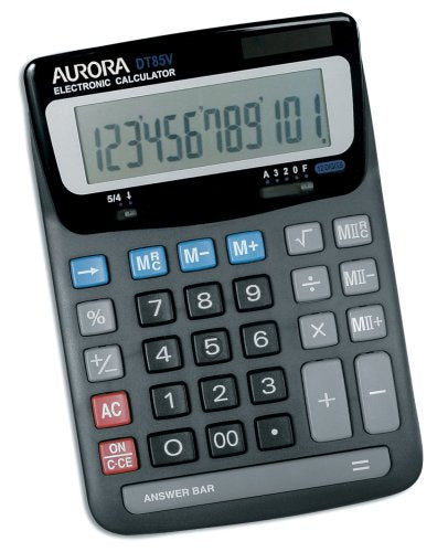 Aurora DT85V Dual Power Jumbo Angled Display 12 Digit Desktop Calculator