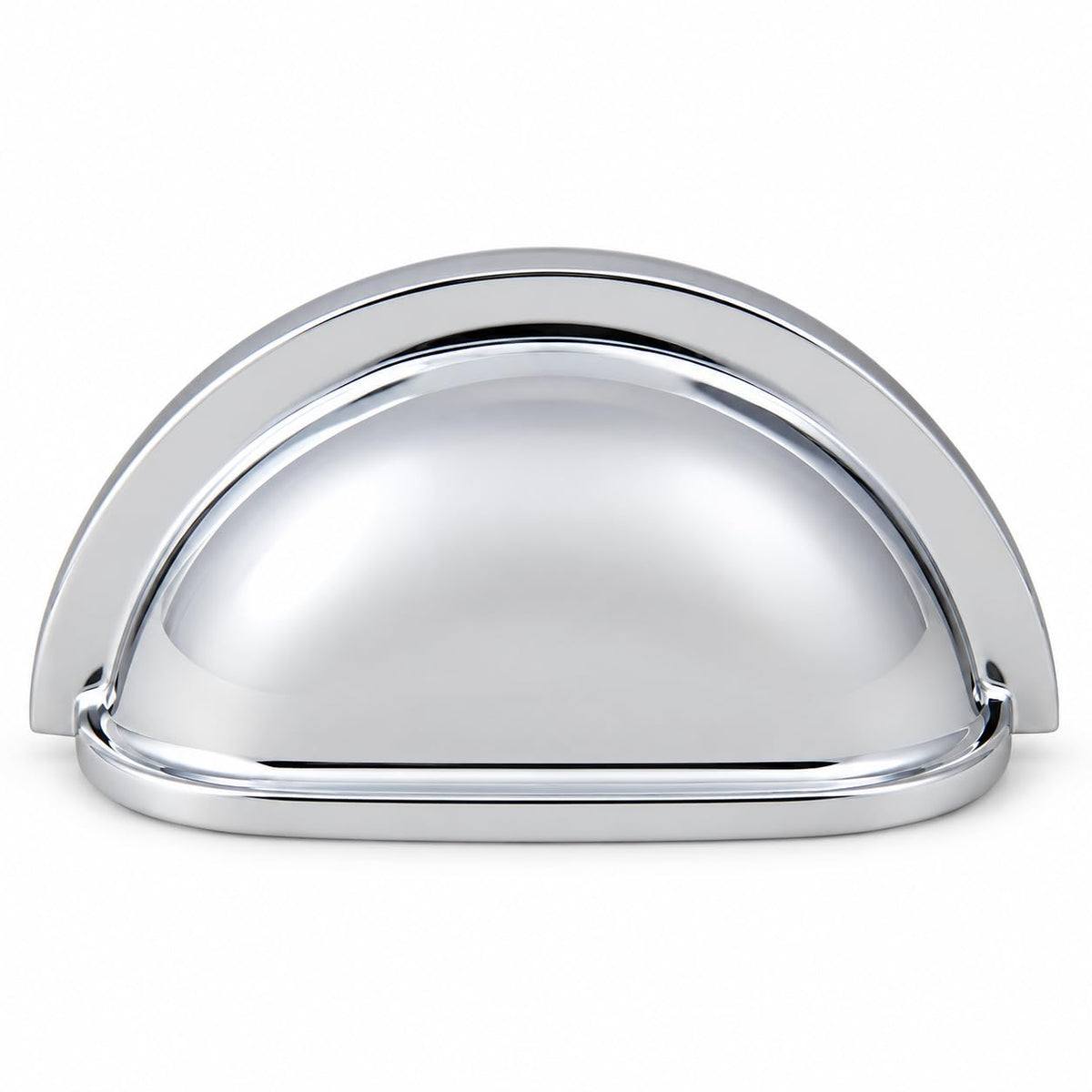 3-1/2" Cup Cabinet Pull with 3" Center to Center Polished Chrome Finish