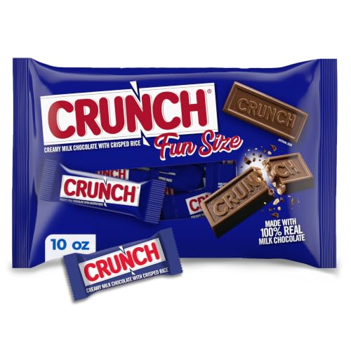CRUNCH Milk Chocolate and Crisped Rice, Fun Size Candy Bars, 12 Bags, 10 oz Each Bag