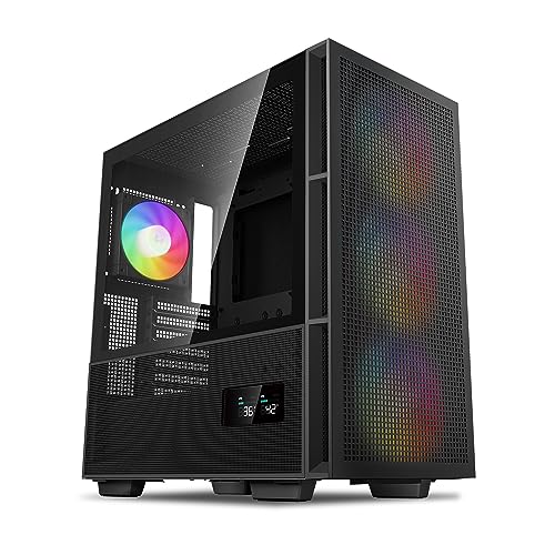 DeepCool CH560 Digital ATX PC Case Dual Status Display 140mm PWM ARGB Fans High-Airflow Mid Tower Chassis Hybrid Mesh/Glass Side Panel 360mm Radiator Support Gaming Case USB 3.0 Type-C I/O Panel