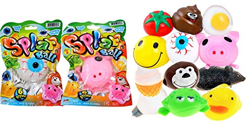 JA-RU Splat Ball Squishy Fidget Balls (2 Balls Assorted) Squishy Egg & Poop Funny Fidget Toys for Kids & Adults. Stress Relief Autism ADHD Sensory Toys. Easter Basket Stocking Stuffers. 5303-2slp