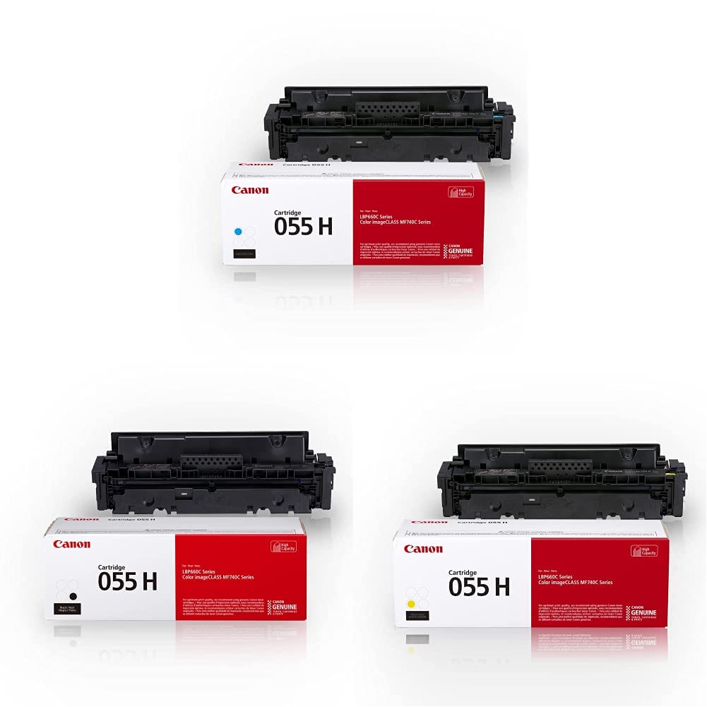 Canon Genuine Ink, Cyan 3019C001, Black 3020C001, Yellow High Capacity Toner 1 Pack Each