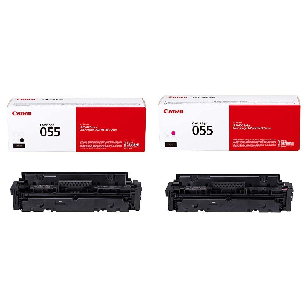 Canon Genuine Toner, Cartridge 055 Black (3016C001) 1 Pack & Genuine Toner, Cartridge 055 Magenta (3014C001) 1 Pack