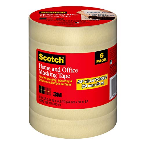 Scotch Home and Office Masking Tape, 1-Inch by 55-Yards, 6 Rolls