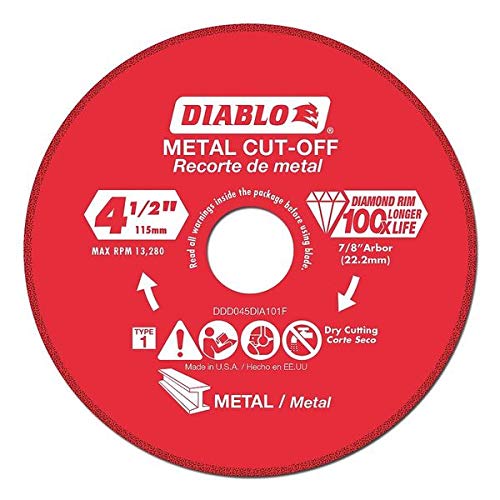 Diamond Saw Blade, Metal, 4-1/2" Dia.