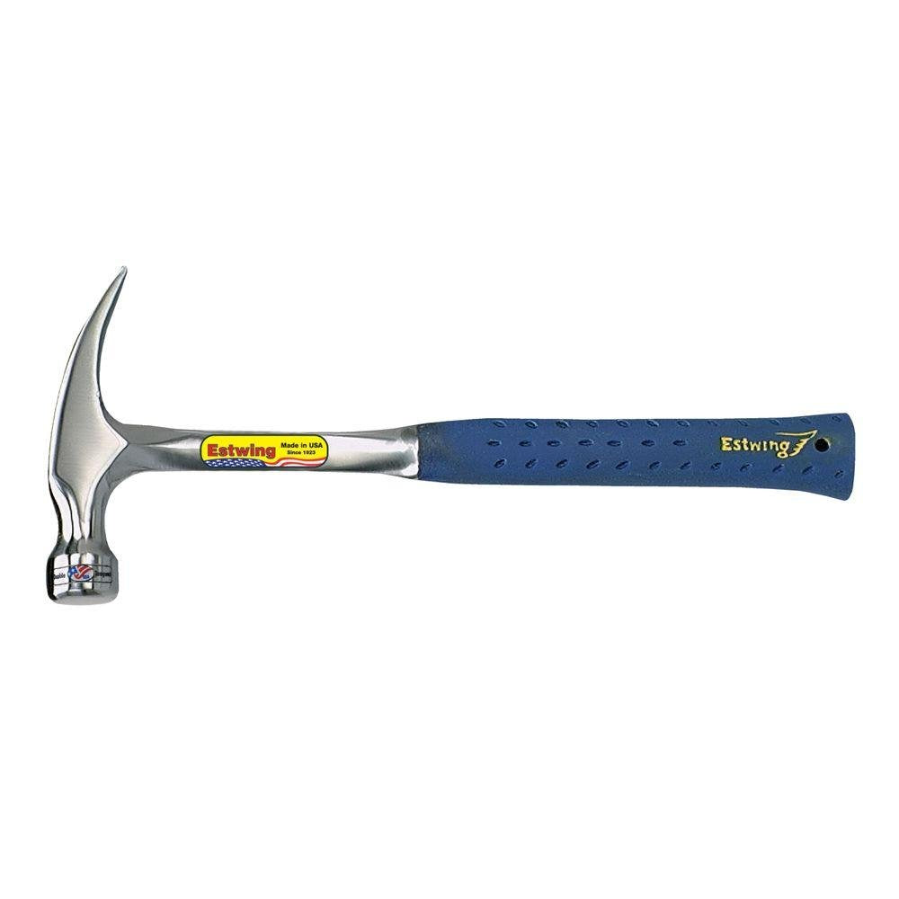 ESTWING Hammer - 12 oz Straight Rip Claw with Smooth Face & Shock Reduction Grip - E3-12S, Silver