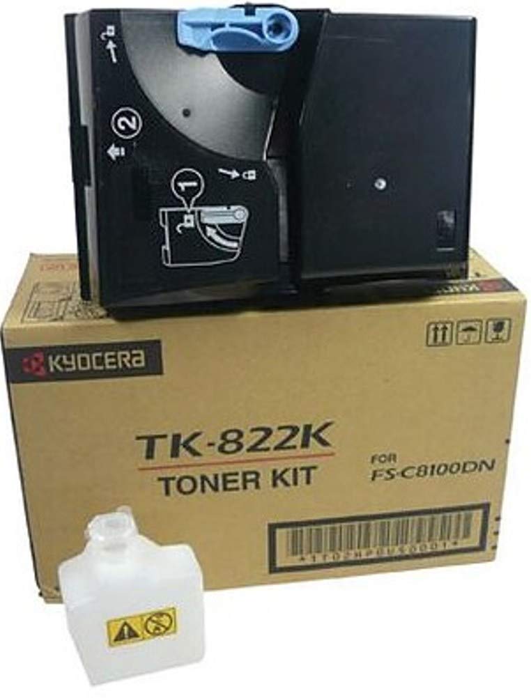 KYOCERA 1T02HP0US0 Model TK-822K Black Toner Cartridge for use FS-C8100DN A3 Color Laser Printer, Up to 15000 Pages Yield at 5% Average Coverage