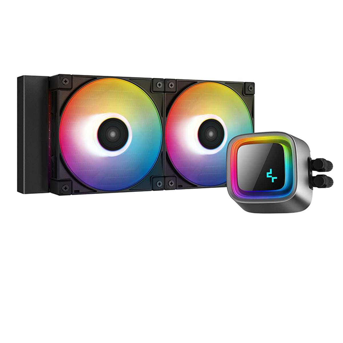 DeepCool LS520 240mm AIO 280w TDP 4th Gen Dual Chamber Pump 240mm Liquid Cooler Anti-Leak Aura SYNC ARGB PWM Fan 85.85CFM Airflow with Customizable Infinity Mirror LGA1700/1200/1151/1150 AMD AM4/AM5