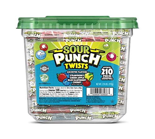 Sour Punch Twists Chewy Candy 2.59 LB Jar