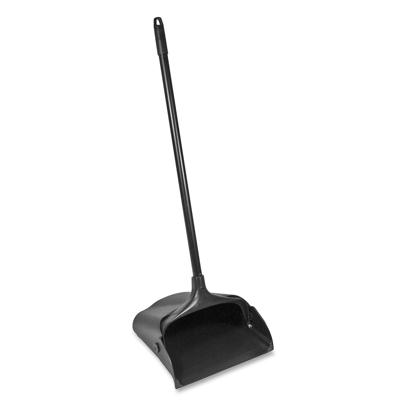 Rubbermaid Commercial Lobby Pro Dustpan with Wheels, 31 Metal Handle, 37 Overall Length, Black