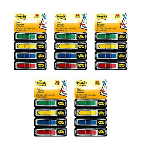 Post-it Arrow Flags, Assorted Primary Colors.47 in. Wide, 24/Dispenser, 4 Dispensers/Pack, (684-ARR3) (5)