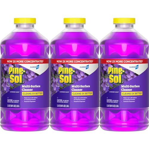 CloroxPro Pine-Sol Multi-Surface Cleaner, All Purpose Cleaner, Lavender Clean, 80 Fluid Ounces, Pack of 3 (Package May Vary)