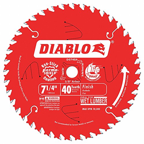 Freud D0740A Diablo 7-1/4 40 Tooth ATB Finishing Saw Blade with 5/8-Inch Arbor, Diamond Knockout, and PermaShield Coating