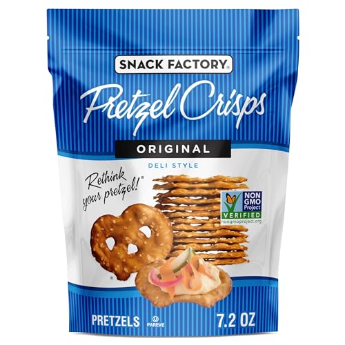 Snack Factory Original Pretzel Crisps, Non-GMO, 7.2 oz Resealable Bag