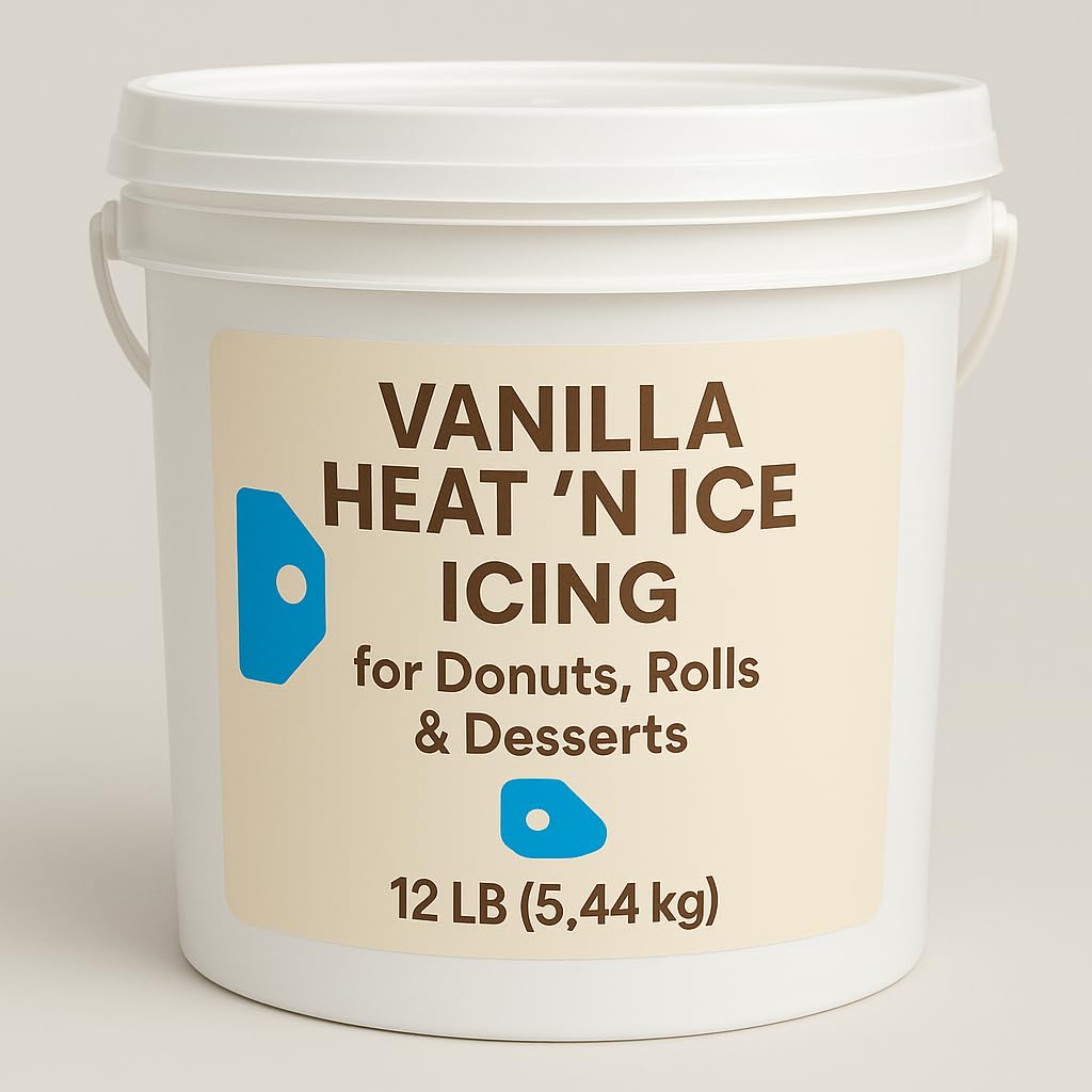 Rich's Vanilla Heat 'N Ice Icing, Vanilla Frosting for Cake, Baking Supplies for Donuts, Rolls, Desserts, 12 Pound Pail