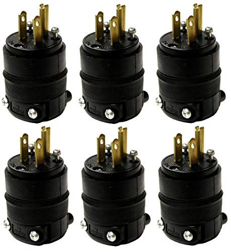 Leviton 515PR 15A 125V Rubber Plug, 6-Pack