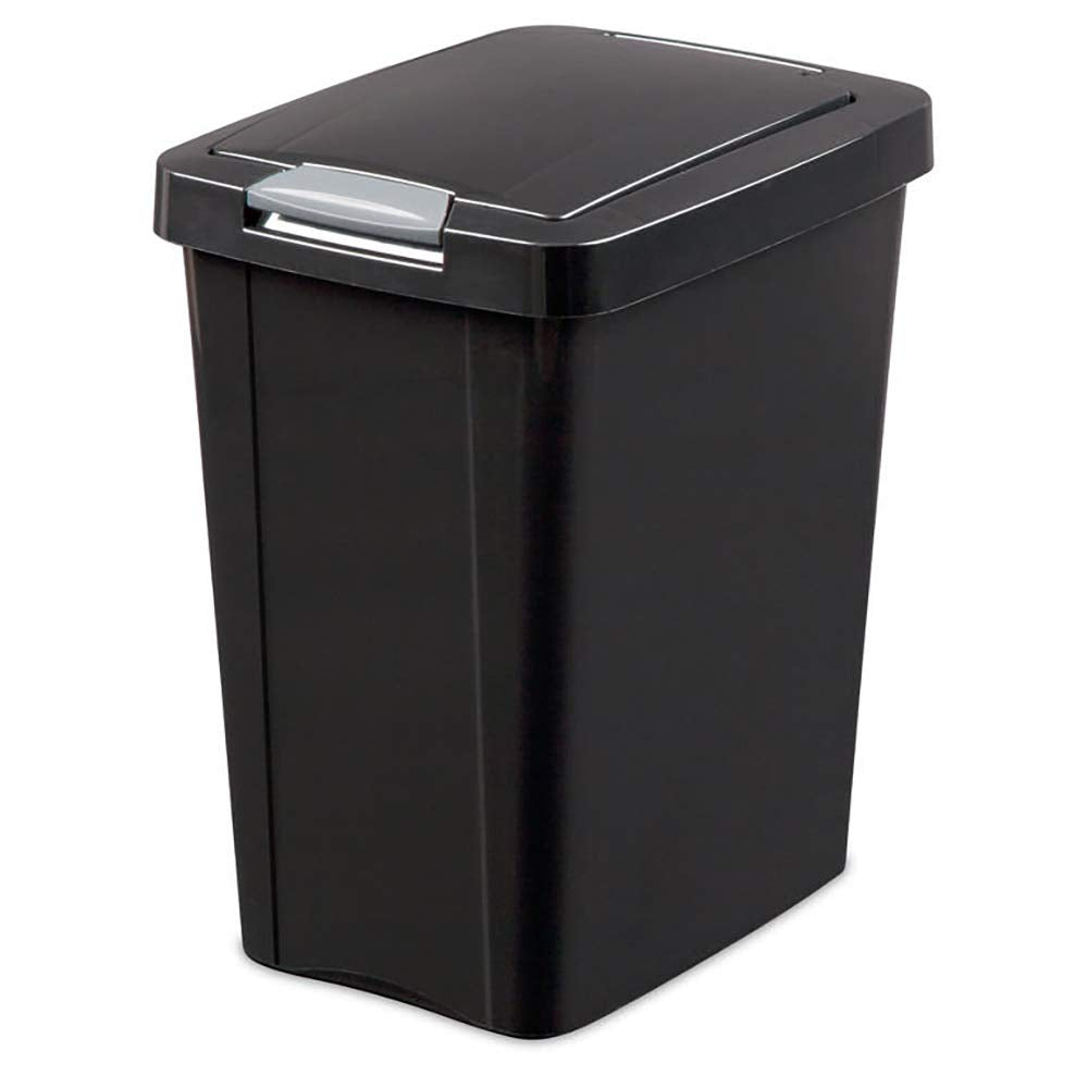 Sterilite 10439004 7.5 Gallon Black Plastic TouchTop Wastebasket
