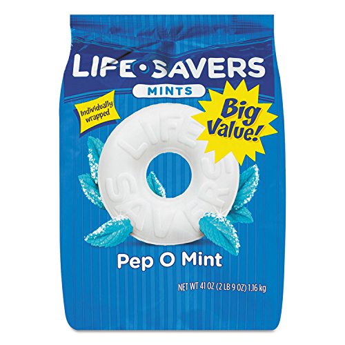 LIFE SAVERS Pep-O-Mint Peppermint Hard Candy Individually Wrapped, Party Size Bulk Hard Candy, 44.93 oz Bag