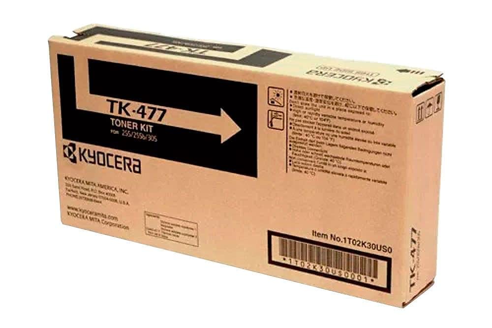 KYOCERA 1T02K30US0 Model TK-477 Black Toner Kit for use FS-6525MFP, FS-6530MFP, TASKalfa 255 and TASKalfa 305 Printers; Up to 15,000 Pages Yield at 5% Average Coverage