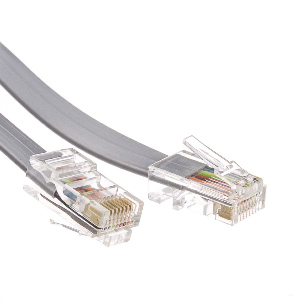 CableWholesale RJ45 8P8C Silver Satin Phone Cord, 14ft