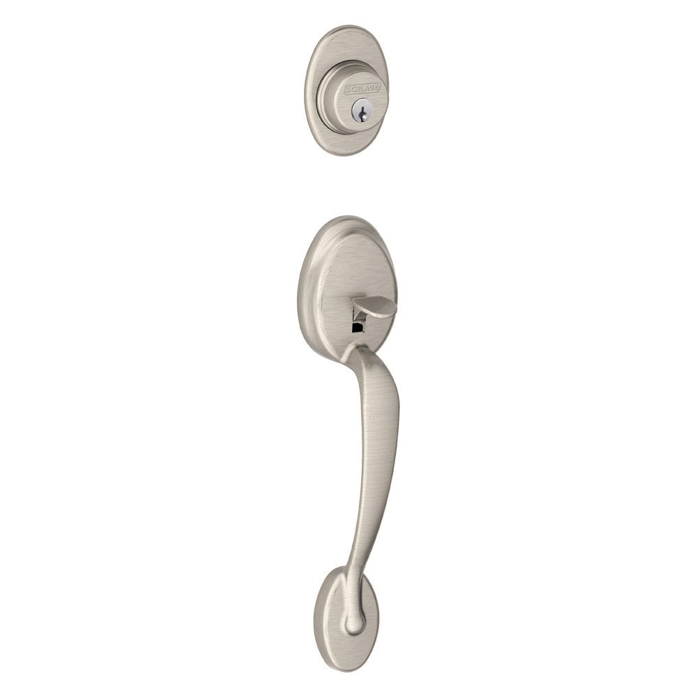 Schlage Plymouth Exterior Handleset F58 PLY 619 Satin Nickel
