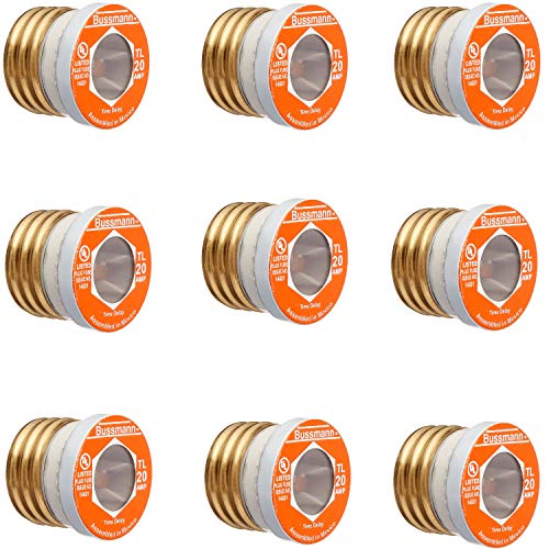 Bussmann BP/TL-20 20A Time Delay Edison Plug Fuse 9-Pack