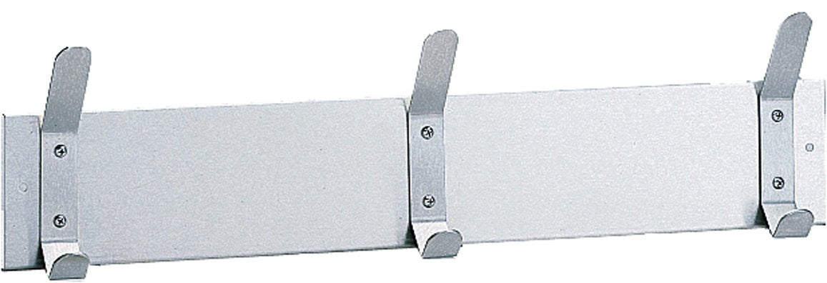 Bobrick 232x24 304 Stainless Steel Hook Strip, Satin Finish, 24" Length x 2-1/4" Width x 6-1/2" Height