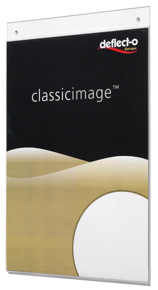 Deflecto A4 Portrait Wall Sign Holder - A4 Sign Holder - A4 Wall Mounted Document Holder - Poster Holder - Advertising Board Wall Display - Wall Mounted Letter Board Sign - Wall Message Board
