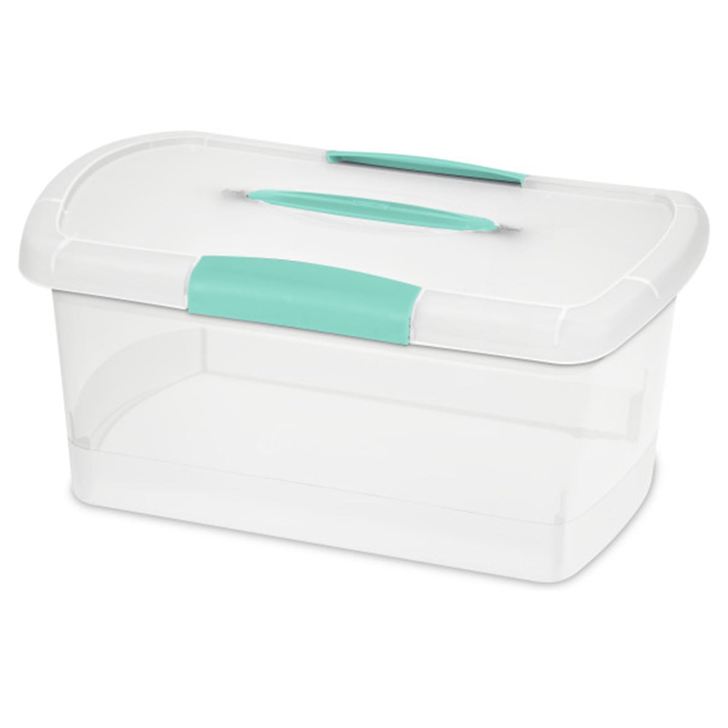 Sterilite Medium Nesting ShowOffs, Stackable Small Storage Bin with Latching Lid and Handle, Plastic Container to Organize Home, Clear, 30-Pack