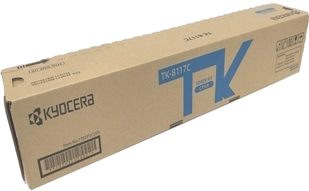 KYOCERA 1T02P3CUS0 Model TK-8117C Cyan Toner Kit for use ECOSYS M8124cidn and M8130cidn Color Multifunctional Printers, Up to 6000 Pages Yield at 5% Average Coverage