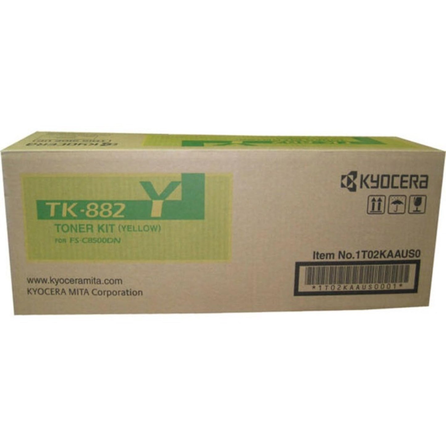 KYOCERA 1T02KAAUS0 Model TK-882Y Yellow Toner Cartridge for use ECOSYS FS-C8500DN Color Laser Printer, Up to 18000 Pages Yield at 5% Average Coverage