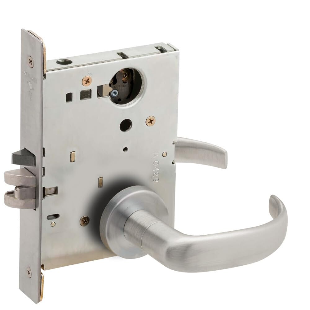 Schlage L9070L 17A 626 Grade 1 Classroom Mortise Lock Less Cylinder 17 Lever A Rose Satin Chrome Finish Field Reversible