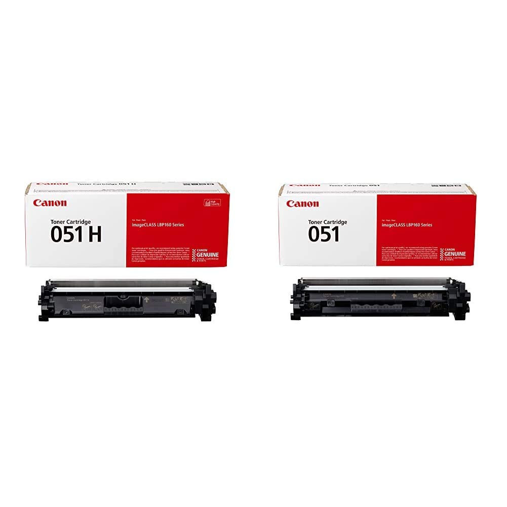 Canon Toner Cartridge 051 Black High Capacity (2169C001) and Standard (2168C001) 2-Pack imageCLASS Printers