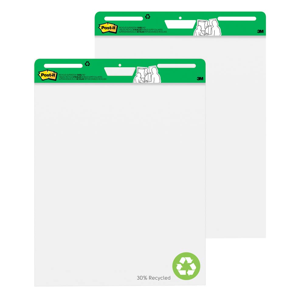 Post-it Super Sticky Easel Pad, Short Backcard Format, White, 25 in x 30 in, 30 Sheets/Pad, 2 Pads/Pack, Great for Virtual Teachers and Students (559 STB)