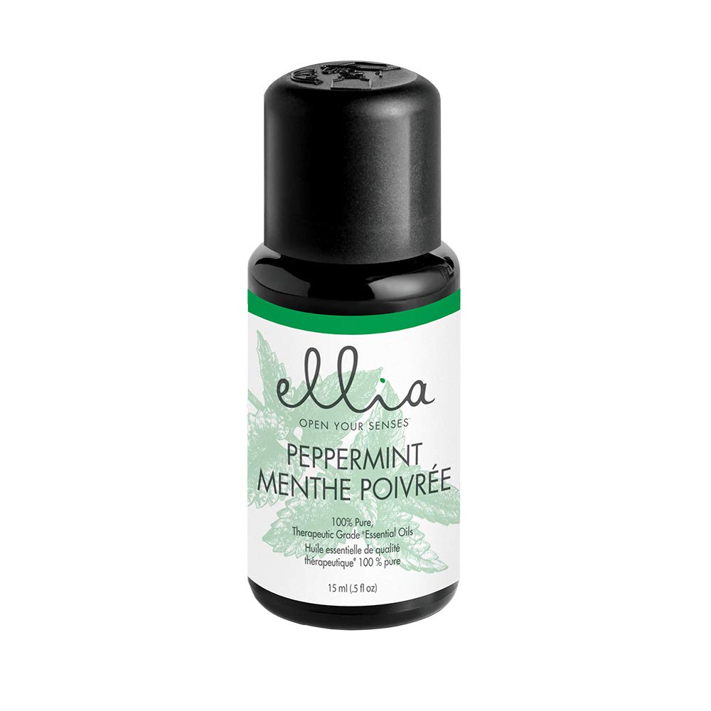 Ellia Aroma Diffuser Peppermint Essential Oil Mix, Pure Aromatherapy Diffusing, Cooling Refreshing, Perfect Pick Me Up, Boost Focus + Energy, Long Lasting UV Protection Bottle – Peppermint, 15 ml