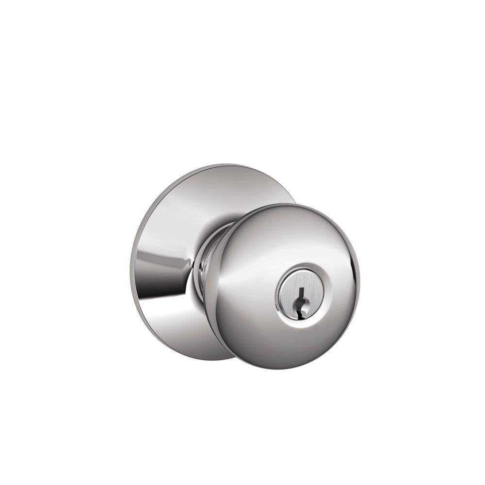 Schlage Plymouth F51A 625 Keyed Entry Knob, Bright Chrome