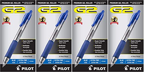 PILOT G2 Gel Pens Extra Fine Blue 12ct (31003) 4 Pack