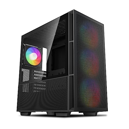 DeepCool CH560 Digital ATX PC Case Dual Status Display 140mm PWM ARGB Fans High-Airflow Mid Tower Chassis Hybrid Mesh/Glass Side Panel 360mm Radiator Support Gaming Case USB 3.0 Type-C I/O Panel