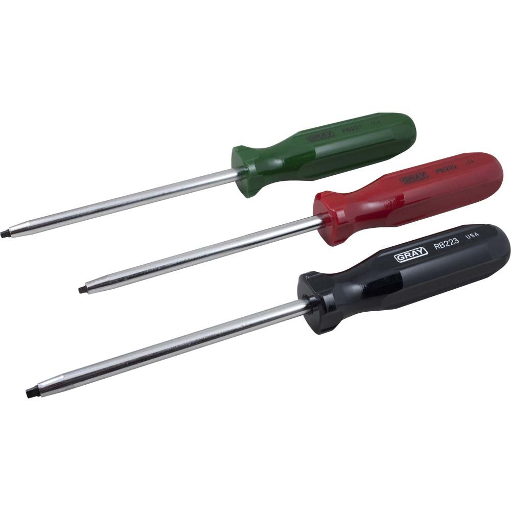 GRAY 3-Piece Square Recess Screwdriver Set
